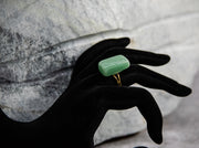 Jade-Green Rectangular Stone Ring