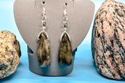 Earrings - Dark Brown Focals, Green Accents