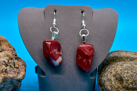 Earrings - Dramatic Dark Red Stones