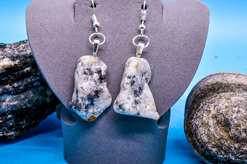 Earrings - Black and White Quartz Rock