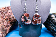 Earrings - Dramatic Red Rock with Quartz Accents