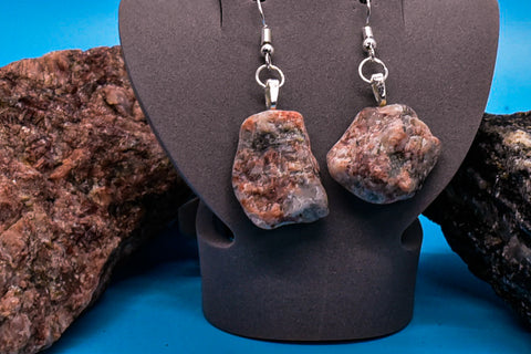 Earrings - Red Accented Quartz