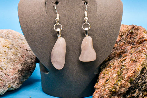 Earrings - Pink with White Quartz