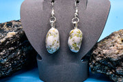 Earrings - White Quartz with Green Accents