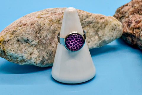 Ring - Purple Leopard Print Cabochon