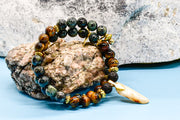 Bracelet - Memory Wire with Tiger Eye and Complementary Beads