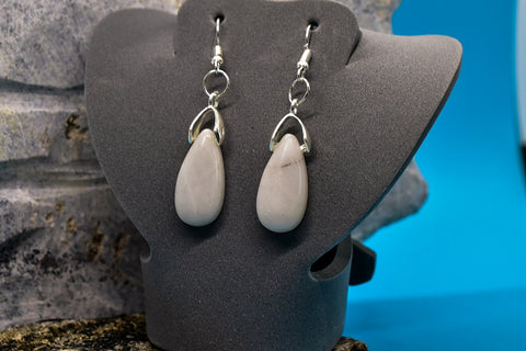 Earrings - White Jasper Drops