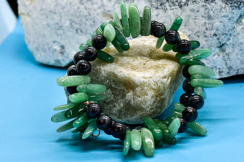 Bracelet - Memory Wire with Riot of Green Aventine