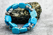 Bracelet - Memory Wire with Turquoise Stones