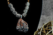 Necklace - Desert Red Rock with Black Layers and Accents