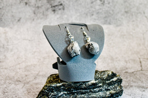 Earrings - White Quartz with Black Accents