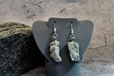 Earrings - Black Accented White Quartz