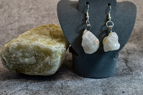 Earrings - White Crystalline Quartz