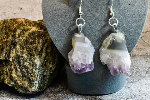 Earrings - Amethyst Based Rocks