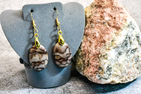 Earrings - Brown Zebra Drops