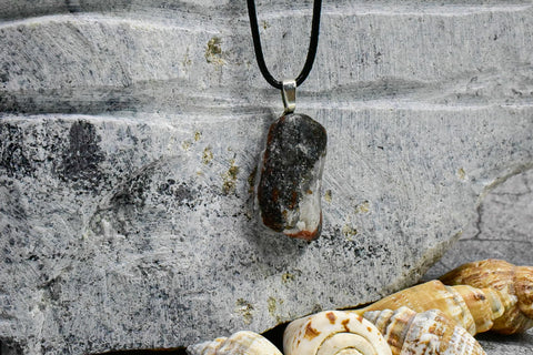 Necklace - Dramatic Red Rock, Dark and Crystalline Accents