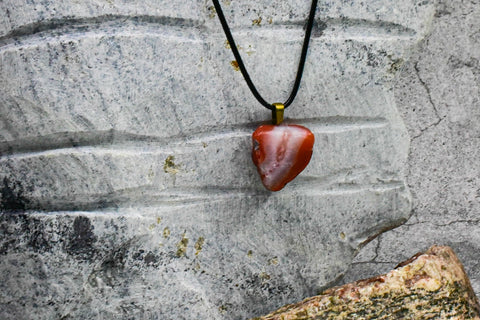 Necklace - Striking Red and Quartz Rock