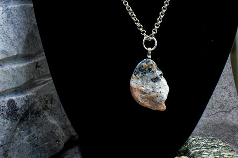 Necklace - Black and Pink Accented Quartz