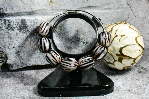 Bracelet - Silver with Black Accented Beads