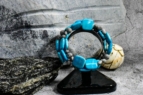 Bracelet - Memory Wire with Turquoise Stones