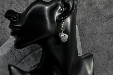 Earrings - White Quartz with Black Accents