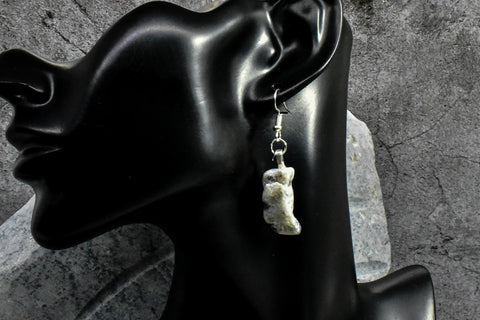 Earrings - Black Accented White Quartz