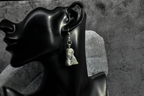 Earrings - Black and White Quartz Rock