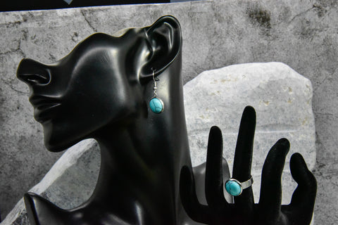 Earrings and Ring Set - Turquoise Cabochon