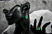 Earrings and Ring Set - Green Glaze Cabochon