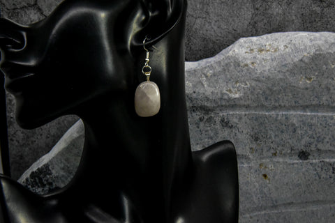 Earrings - Polished White Stone