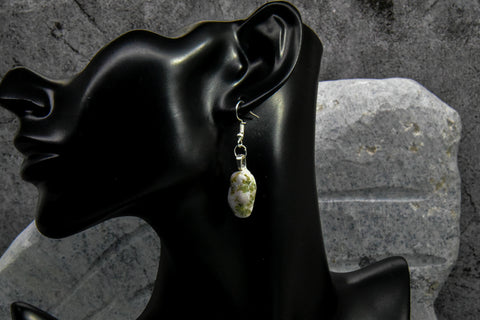 Earrings - White Quartz with Green Accents