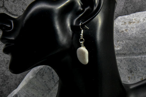 Earrings - White Polished Rock