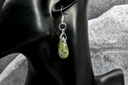 Earrings - Black and Green Jasper Drops