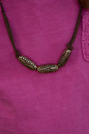 Bracelet or Necklace - Brown Suede and Brass Complements