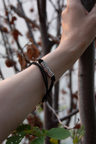 Bracelet - Simple Black Suede Cord and Pewter Accents