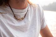 Bracelet or Necklace - Brown Suede and Brass Complements