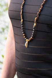 Necklace - Earthy and Lavatite Beads