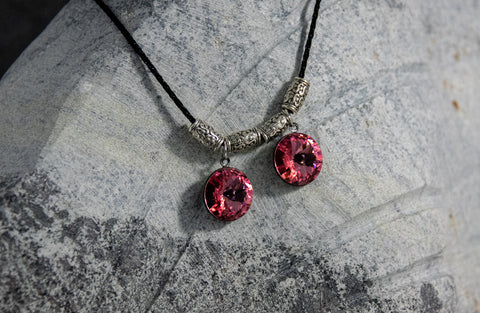 Necklace - Rose Coloured Stones