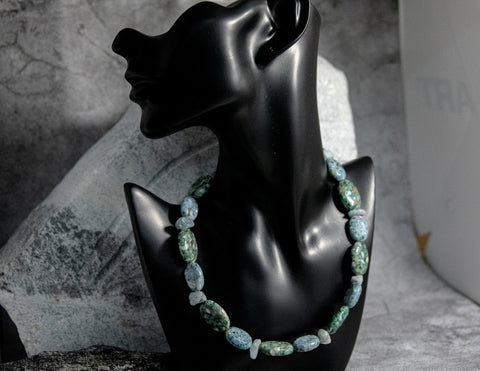 Necklace - Dramatic Blue and Green Beads