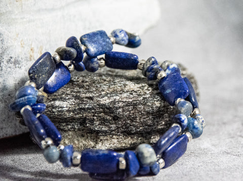 Bracelet - Memory Wire with Lapus Lazuli