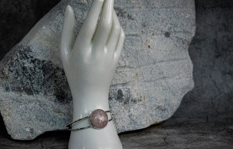 Bracelet - Rose Coloured Cabochon Stone