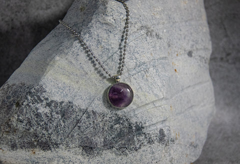 Necklace - Mysterious Pale Purple Cabochon