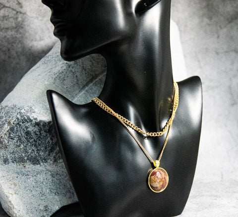 Necklace - Mysterious Dark Red Cabochon