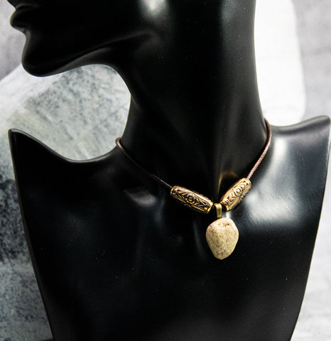 Leather Necklace with Graceful Rock Pendant