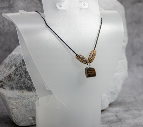 Leather Cord Necklace with Tiger Eye Stone