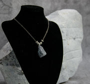 Black Chain Necklace with Eye-Catching Stone