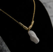 Black Chain Necklace with Intriguing Quartz Rock