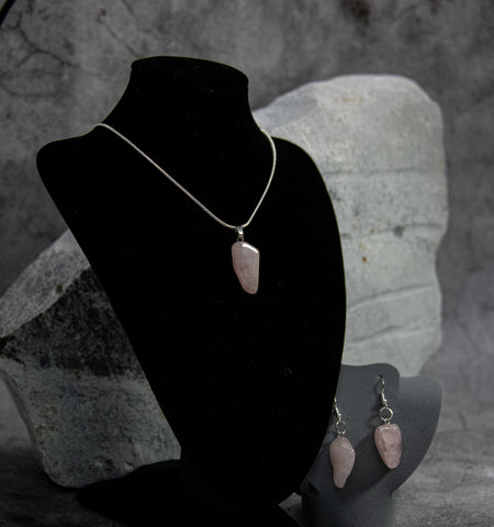 Matching Rose Quartz Necklace and Earrings