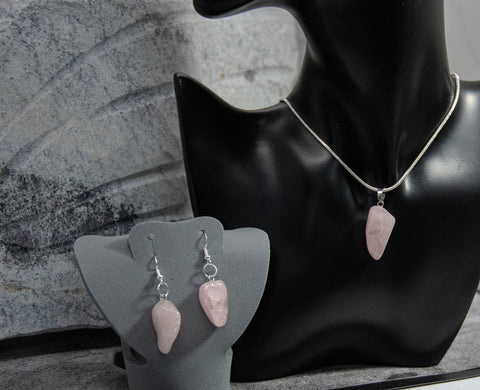 Matching Rose Quartz Necklace and Earrings