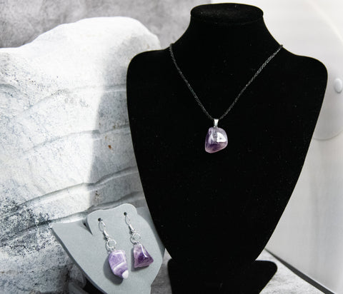 Amethyst Matching Necklace and Earrings